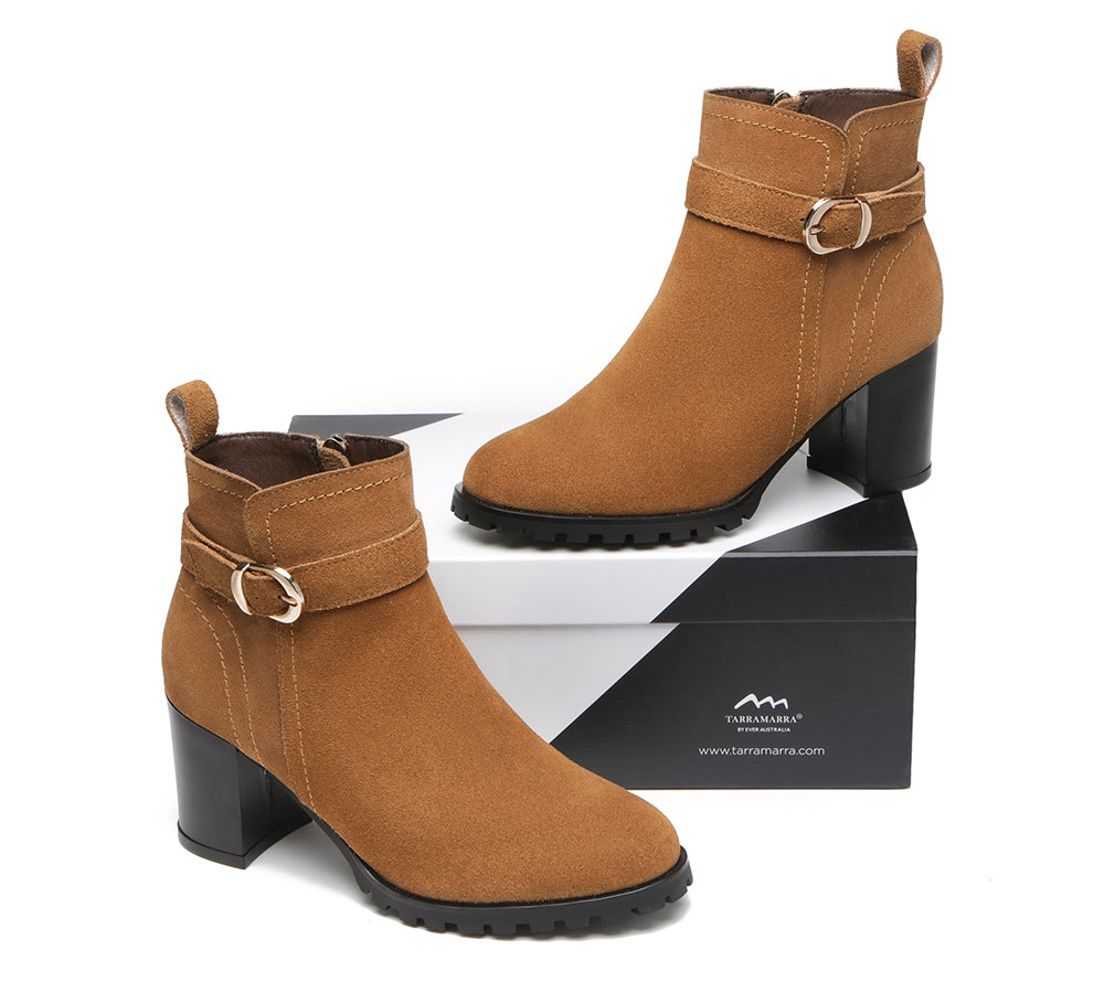 Leather Boots - Leather Zipper Ankle Heel Boots Women Vica