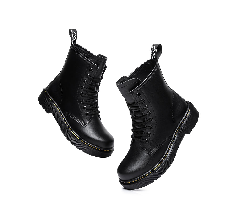 Women Leather Boots Hi Lift Platform Lace Up Boots Simona Uggoutlet