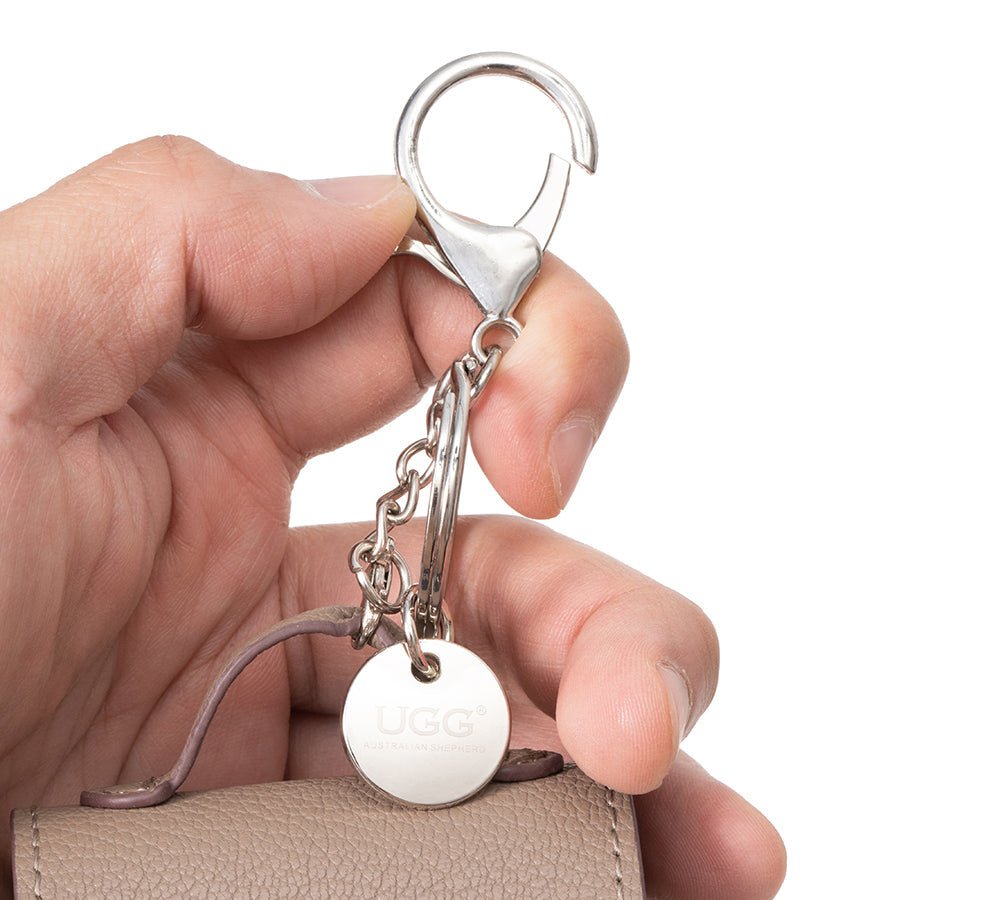 Leather - Look Mini Purse Keyring Earpods Case - Earpods Case - Taupe - One Size - Uggoutlet
