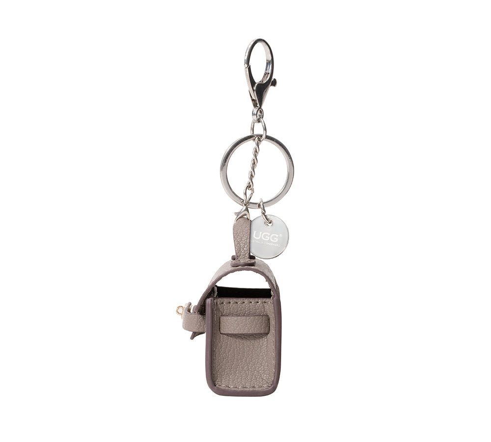 Leather - Look Mini Purse Keyring Earpods Case - Earpods Case - Taupe - One Size - Uggoutlet