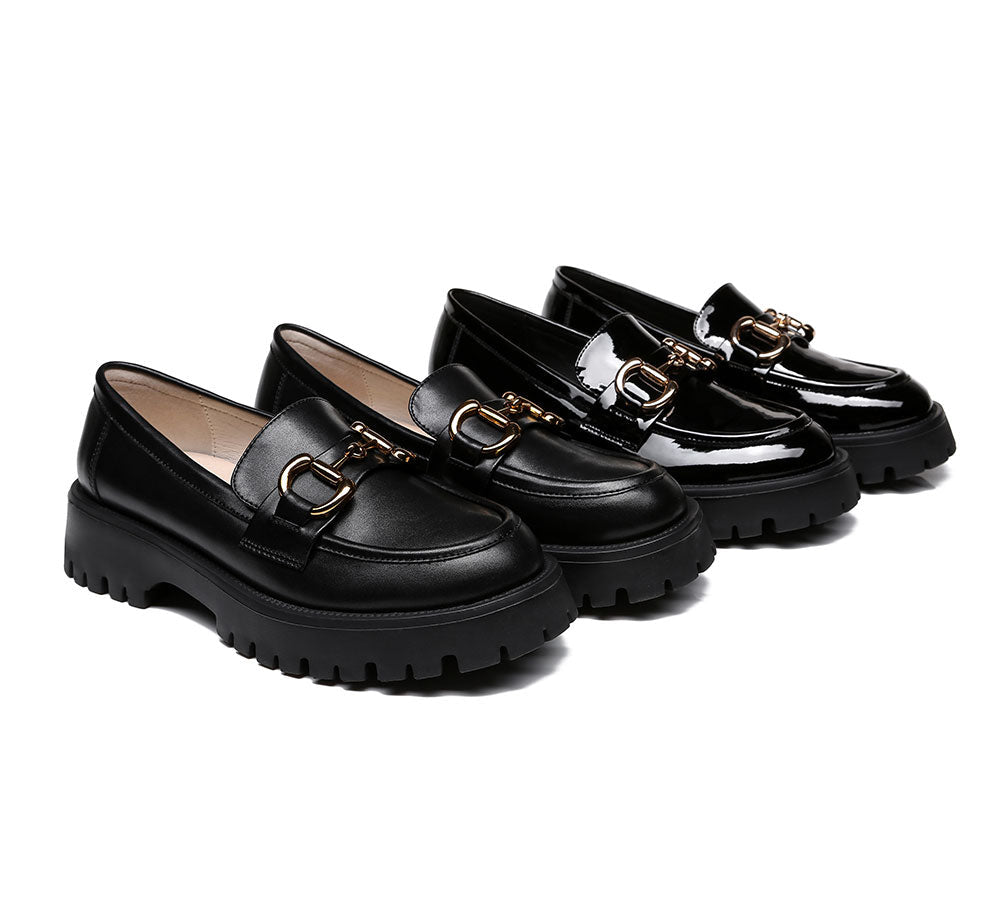 Loafer - Shining Leather Loafer Platform Women Raya