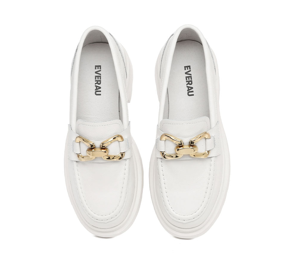 white and gold loafers