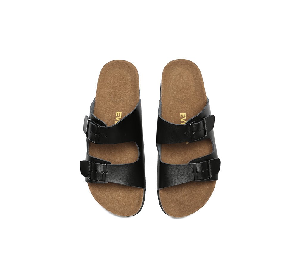 Men Adjustable Strap Embossed Summer Beach Large Size Mick Sandal Slides - Slides - Black - AU Ladies 14 / AU Men 12 / EU 45 - Uggoutlet