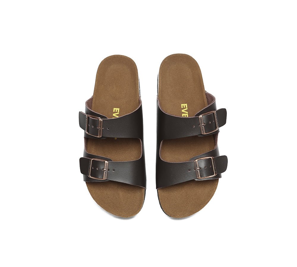 Men Adjustable Strap Embossed Summer Beach Large Size Mick Sandal Slides - Slides - Dark Brown - AU Ladies 14 / AU Men 12 / EU 45 - Uggoutlet
