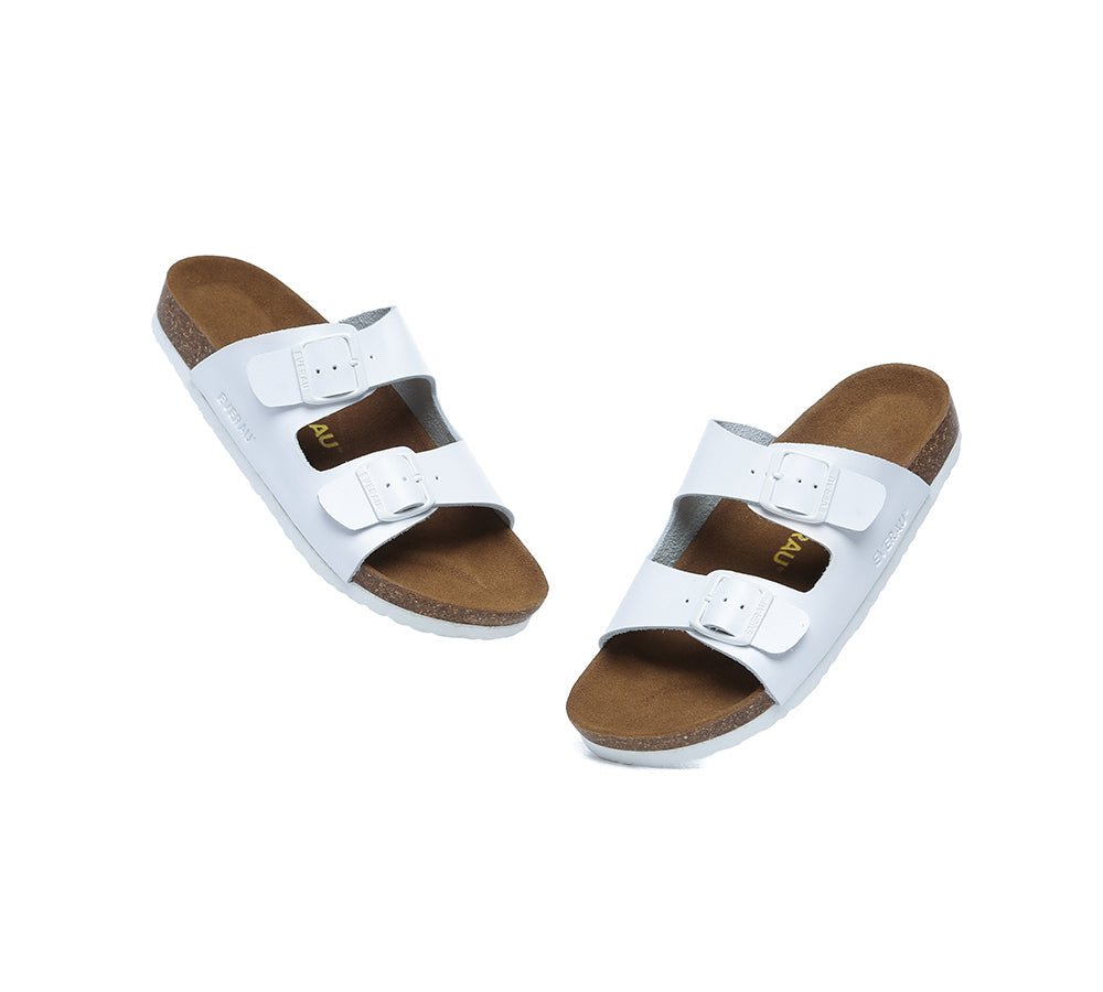 Men Adjustable Strap Embossed Summer Beach Large Size Mick Sandal Slides - Slides - White - AU Ladies 14 / AU Men 12 / EU 45 - Uggoutlet