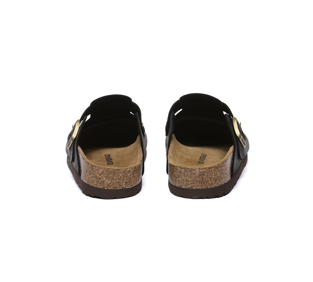 Men Leather Adjustable Buckled Straps Slip - on Flat Sandal Slides Brooklyn - Slides - Black - AU Ladies 10 / AU Men 8 / EU 41 - Uggoutlet