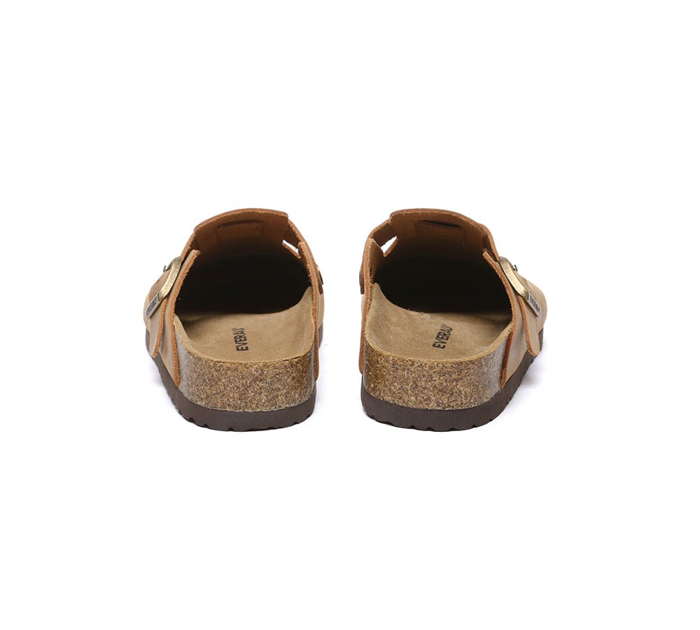 Men Leather Adjustable Buckled Straps Slip - on Flat Sandal Slides Brooklyn - Slides - Chestnut - AU Ladies 10 / AU Men 8 / EU 41 - Uggoutlet