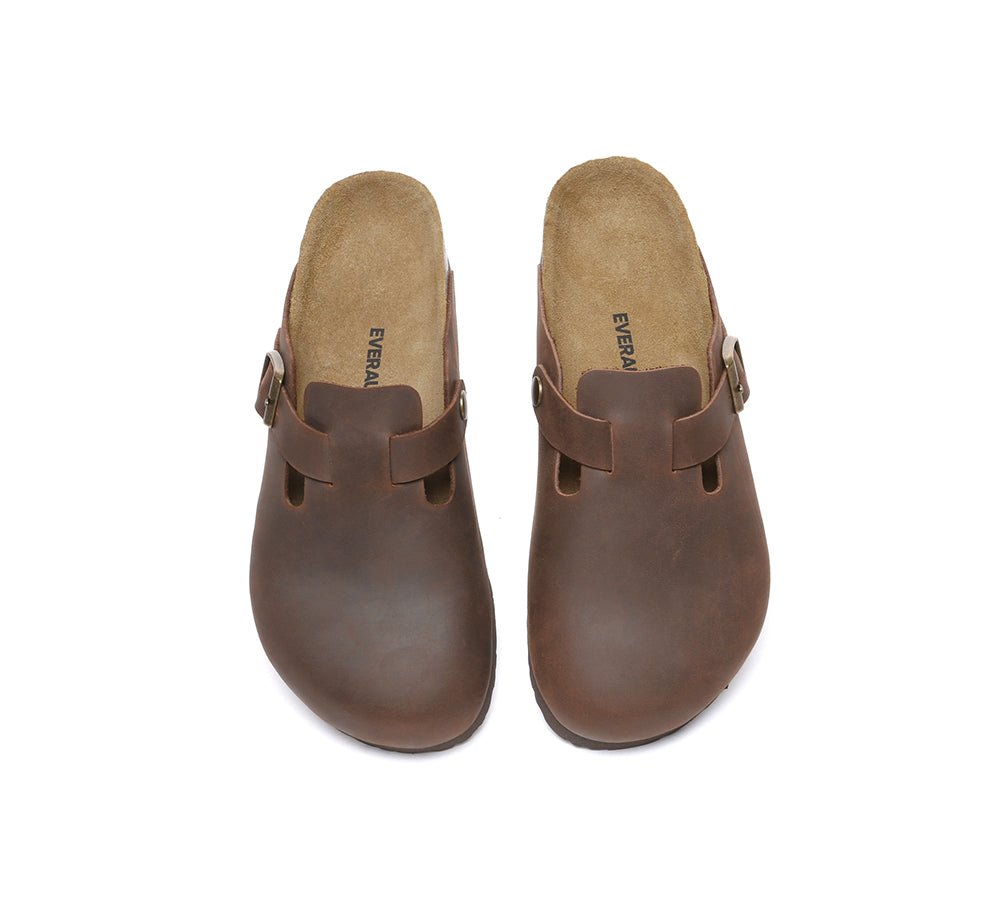 Men Leather Adjustable Buckled Straps Slip - on Flat Sandal Slides Brooklyn - Slides - Chocolate - AU Ladies 10 / AU Men 8 / EU 41 - Uggoutlet