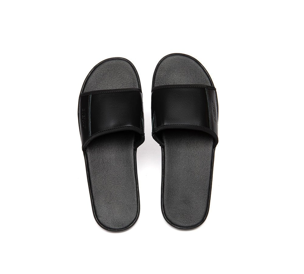 Men Leather Slip - on Ultra Soft Summer Slides Andy - Slides - Black - AU Ladies 9 / AU Men 7 / EU 40 - Uggoutlet