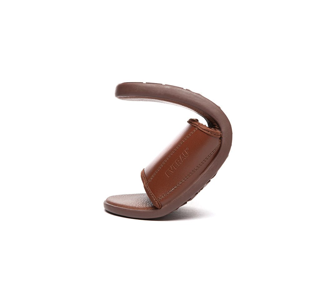 Men Leather Slip - on Ultra Soft Summer Slides Andy - Slides - Brown - AU Ladies 9 / AU Men 7 / EU 40 - Uggoutlet