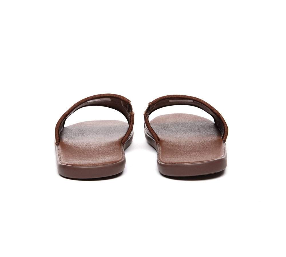Men Leather Slip - on Ultra Soft Summer Slides Andy - Slides - Brown - AU Ladies 9 / AU Men 7 / EU 40 - Uggoutlet