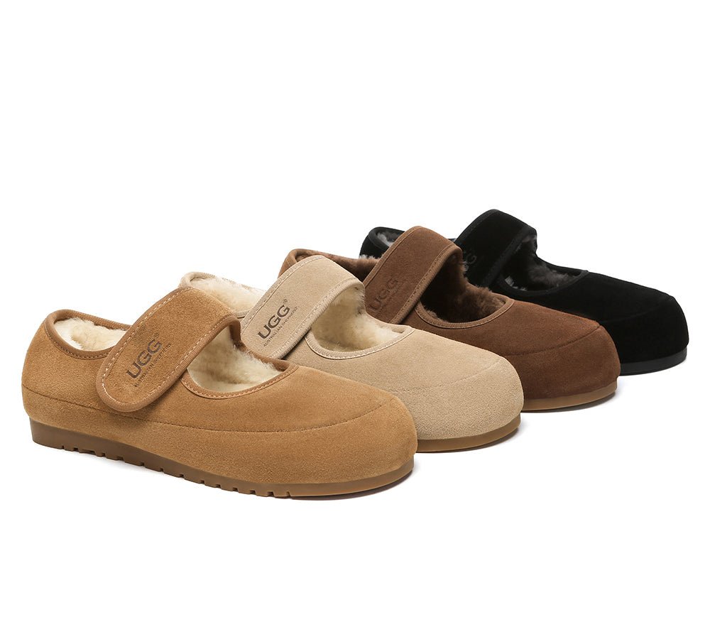 Millie Mary Jane Sheepskin Wool Adjustable Strap Shoes - Mary Jane - Chestnut - AU Ladies 4 / AU Men 2 / EU 35 - Uggoutlet