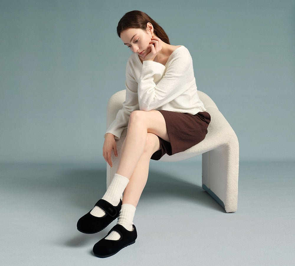 Millie Mary Jane Sheepskin Wool Adjustable Strap Shoes - Mary Jane - Chestnut - AU Ladies 4 / AU Men 2 / EU 35 - Uggoutlet