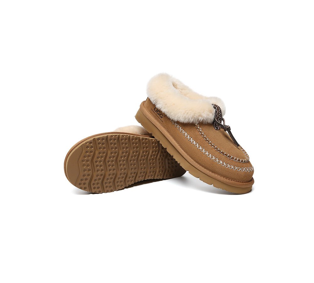 Sheepskin Wool Ankle Shoes with Tribal Stitch Detail and EVA Sole Draco - UGG Boots - Chestnut - AU Ladies 4 / AU Men 2 / EU 35 - Uggoutlet