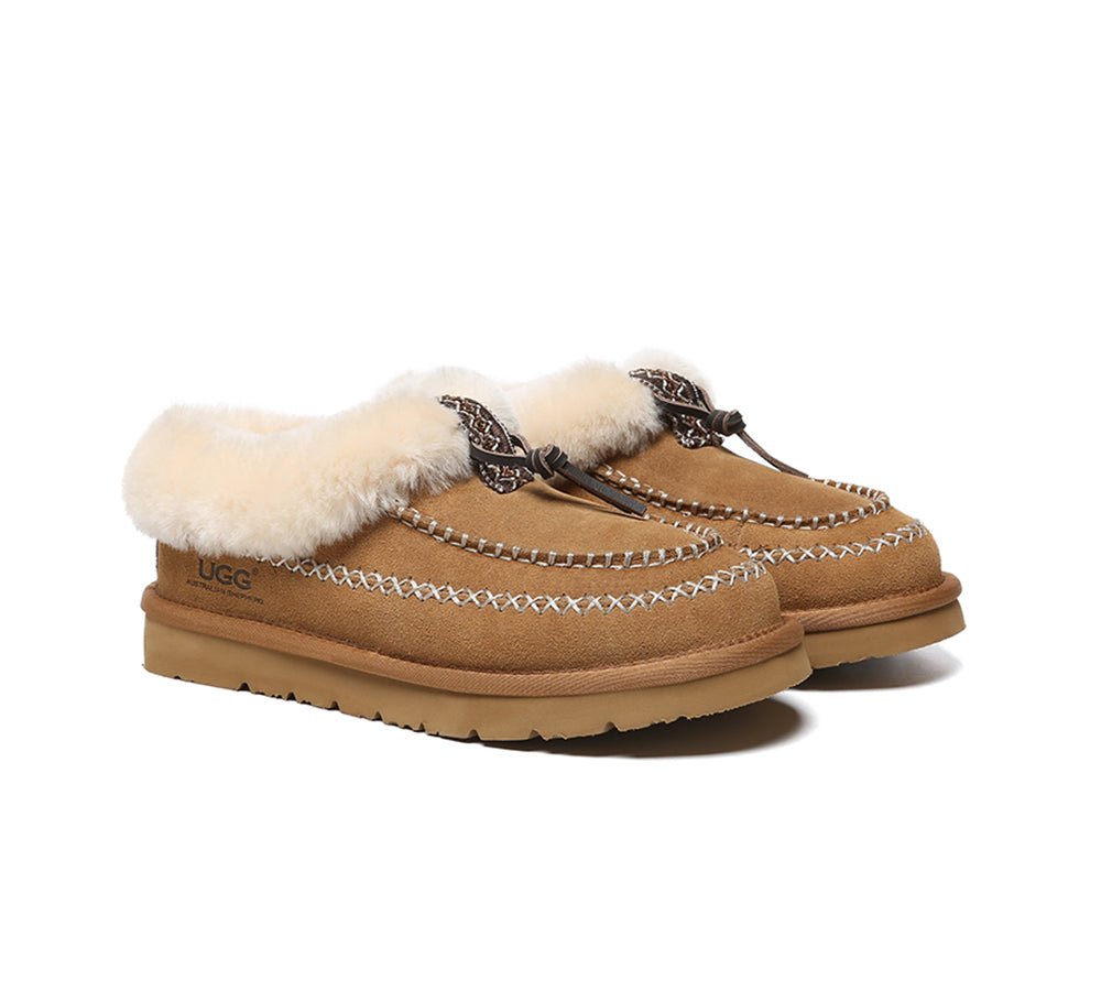 Sheepskin Wool Ankle Shoes with Tribal Stitch Detail and EVA Sole Draco - UGG Boots - Chestnut - AU Ladies 4 / AU Men 2 / EU 35 - Uggoutlet