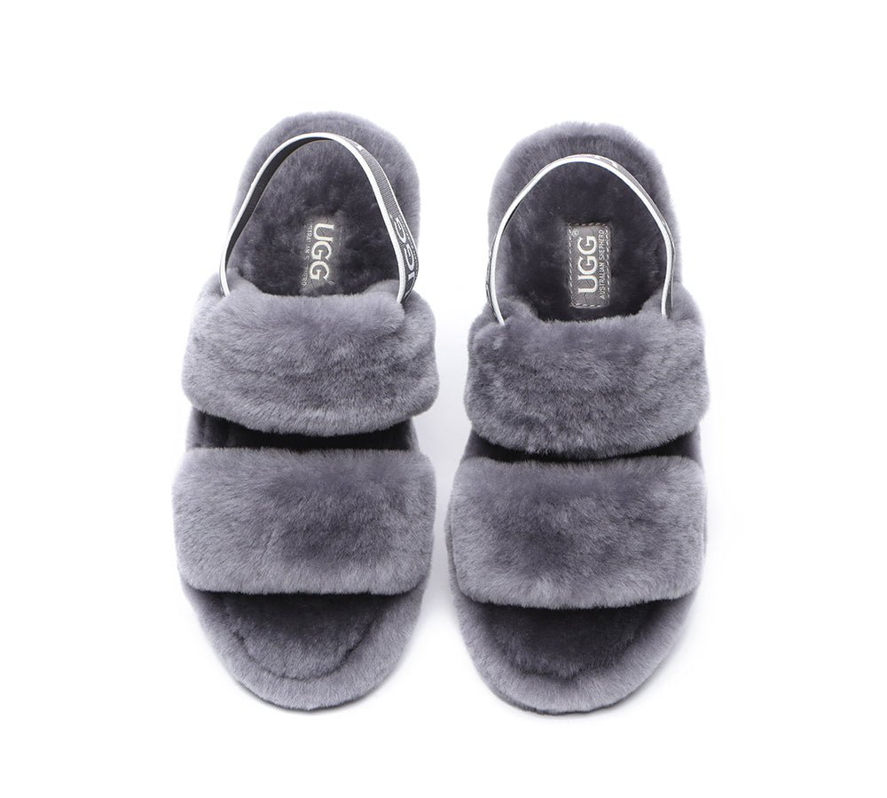 Slides - AS UGG Slingback Fluffy Slides Women Lonnie