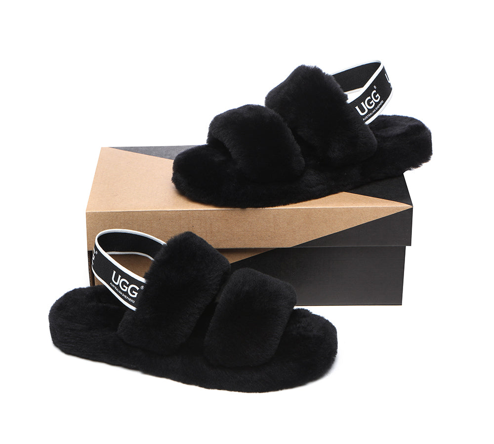 Slides - AS UGG Slingback Fluffy Slides Women Lonnie