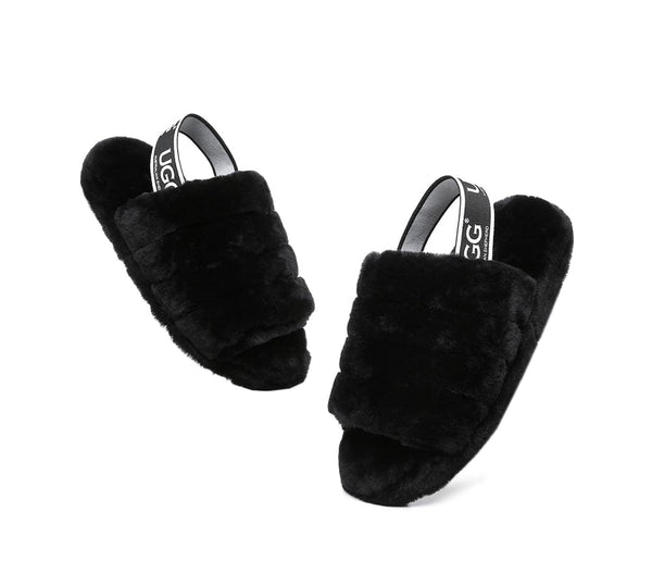 Slides - AS UGG Women Fluffy Slides Puffy