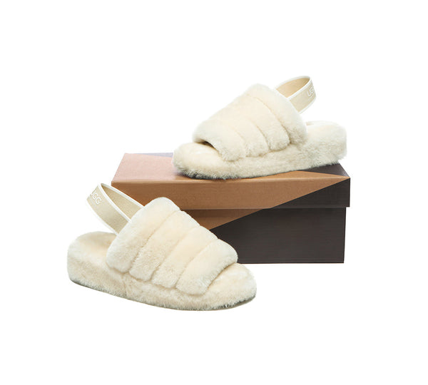 Slides - AS UGG Women Fluffy Slides Puffy