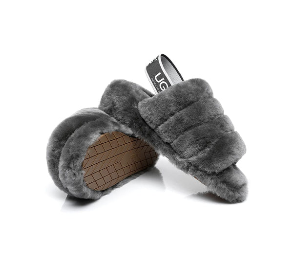 Slides - AS UGG Women Fluffy Slides Puffy