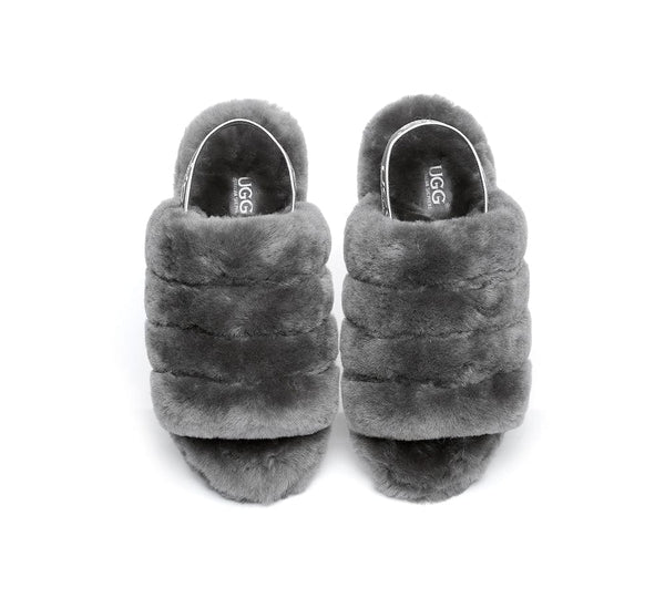 Slides - AS UGG Women Fluffy Slides Puffy