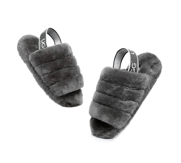 Slides - AS UGG Women Fluffy Slides Puffy