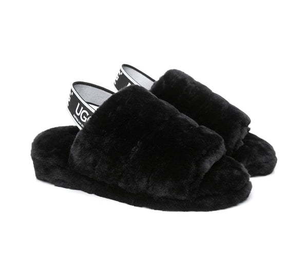 Slides - AS UGG Women Fluffy Slides Puffy