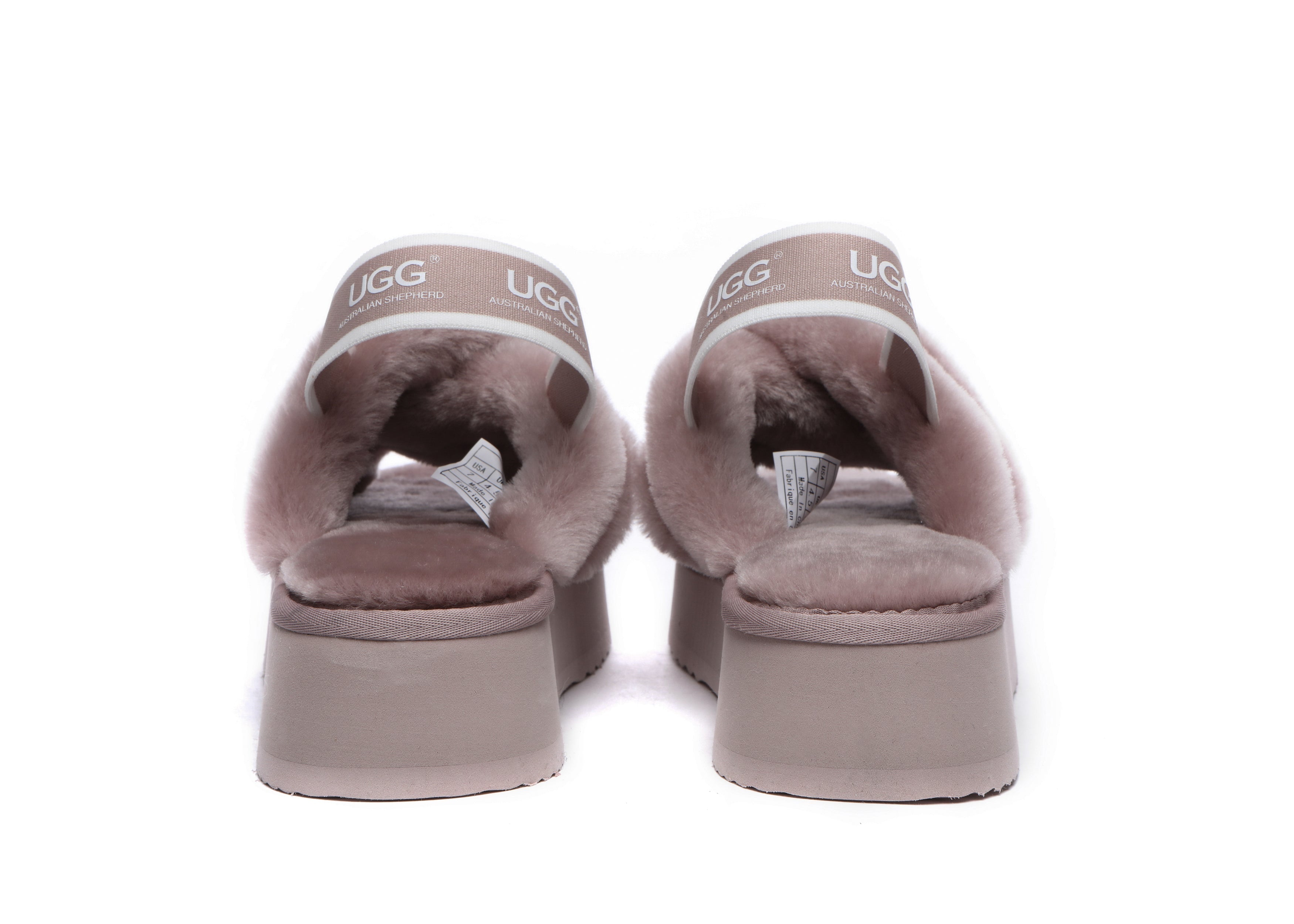 Slides - AUSTRALIAN SHEPHERD® UGG Women Crossover Platform Fluffy Slides Aditi