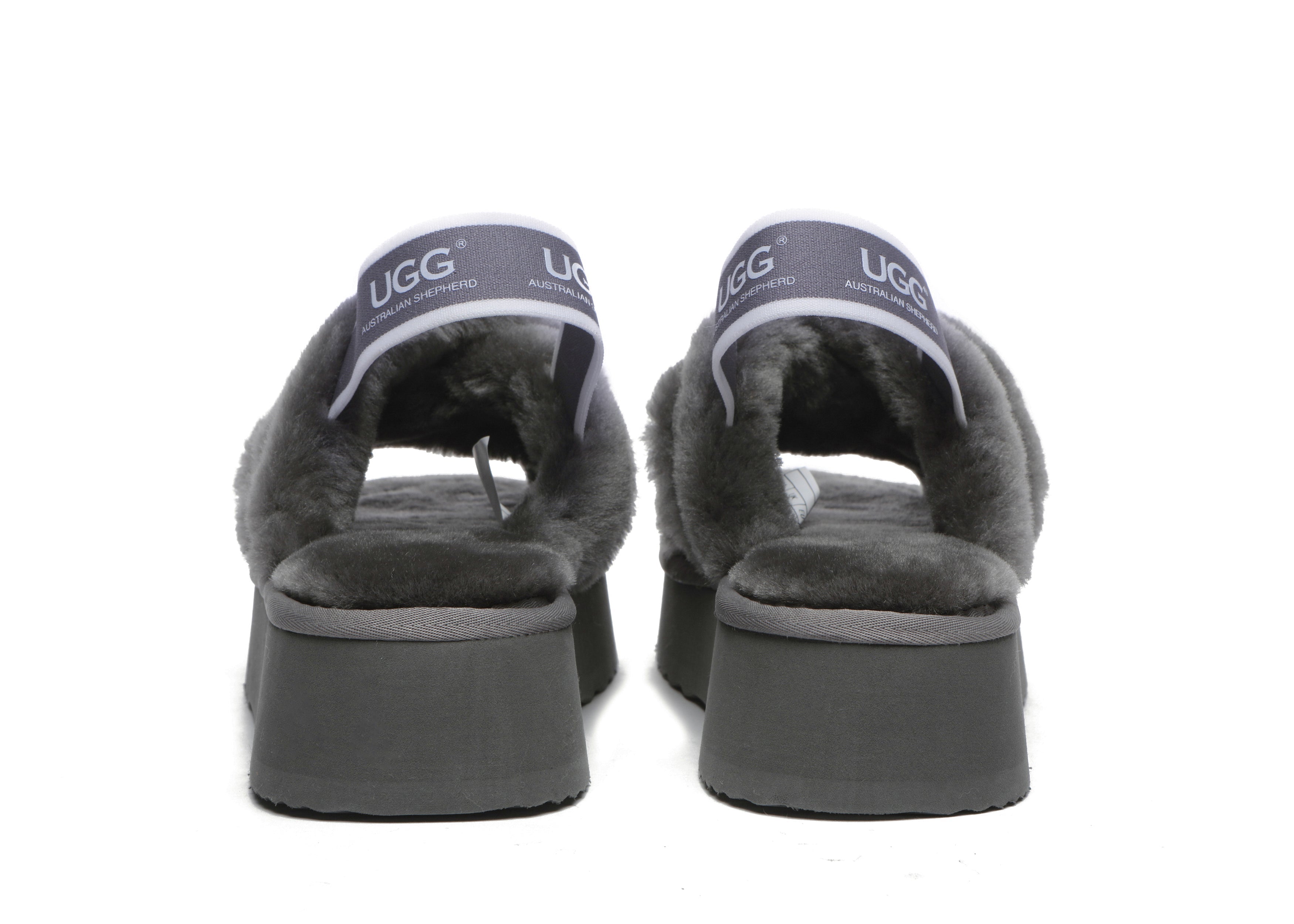 Slides - AUSTRALIAN SHEPHERD® UGG Women Crossover Platform Fluffy Slides Aditi