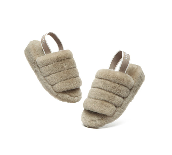 Slides - AUSTRALIAN SHEPHERD® UGG Women Slingback Fluffy Slides Puffy
