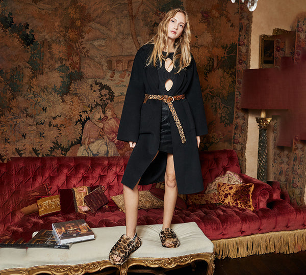 Slides - AUSTRALIAN SHEPHERD® UGG Women Slingback Leopard Print Fluffy Slides Pamela