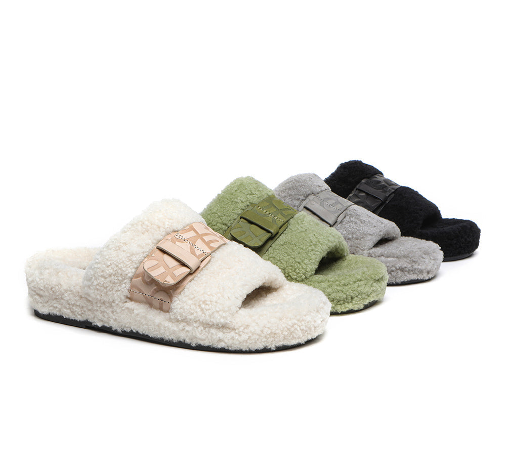 Slides - Curly Sheepskin Wool Slides Women Croft