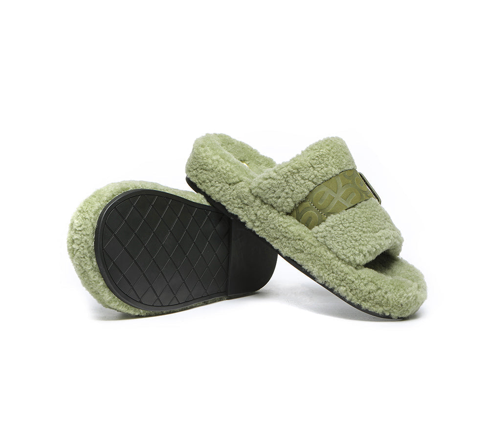 Slides - Curly Sheepskin Wool Slides Women Croft