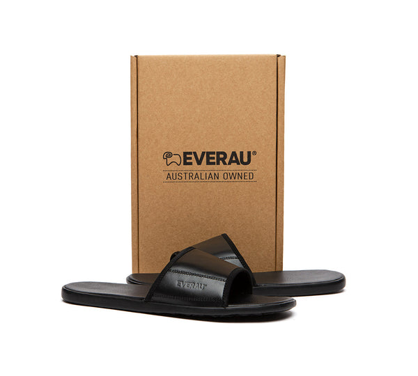 Slides - EVERAU® Men Leather Slip-on Ultra Soft Summer Slides Andy
