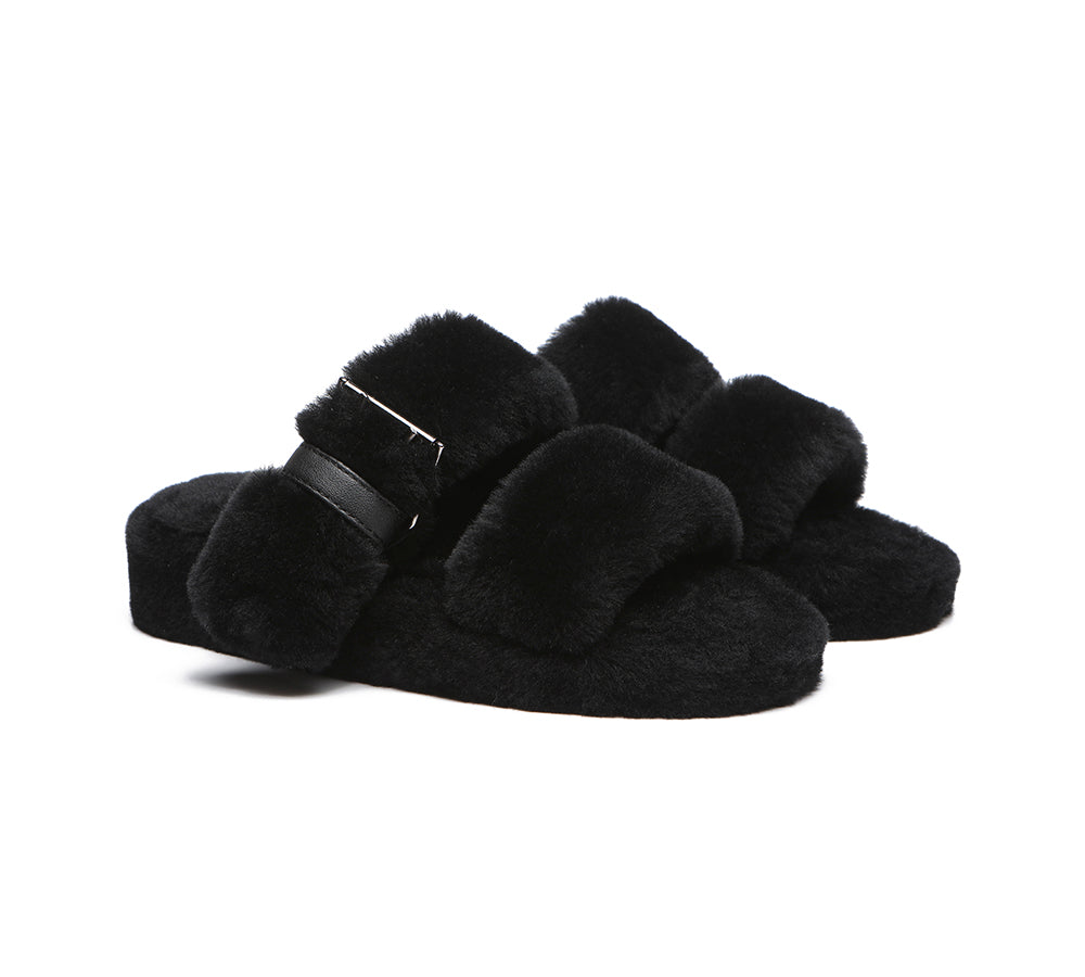 Slides - Fluffy Slides Women Jamia High Platform