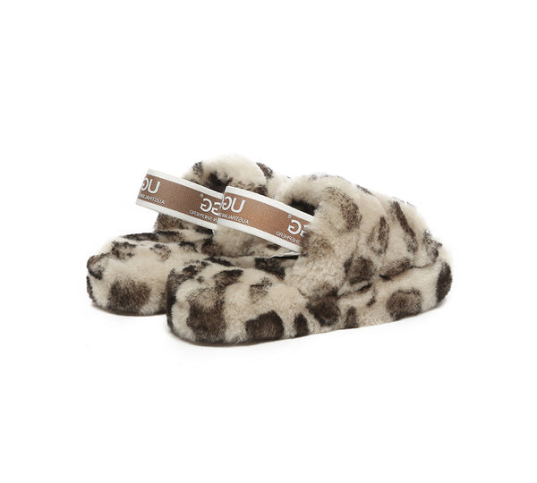 Slides - UGG Kids Fluffy Slides Slingback Leopard Puffy