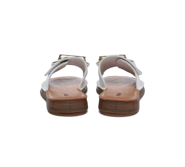 Slides - Women Leather Buckle Top Ultra Soft Slides Bera