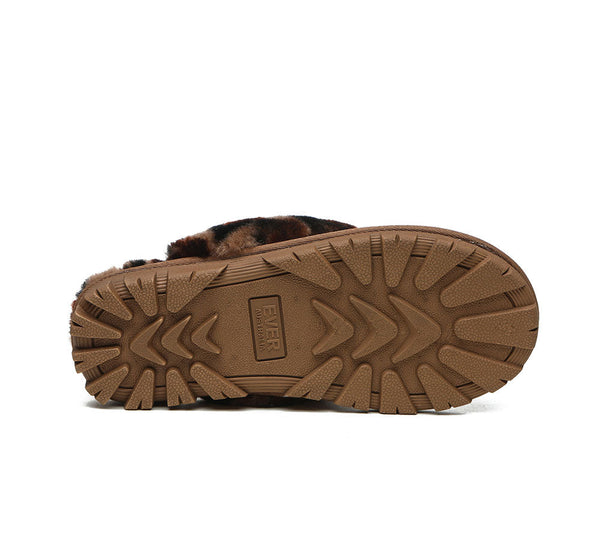 Slippers - UGG Slippers Double Face Sheepskin Women Leopard Print Slipper