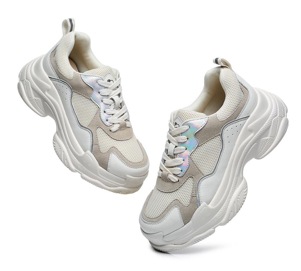 Women Chunky Sneakers Suede Upper Nonslip Sole Casual Shoes Como Uggoutlet