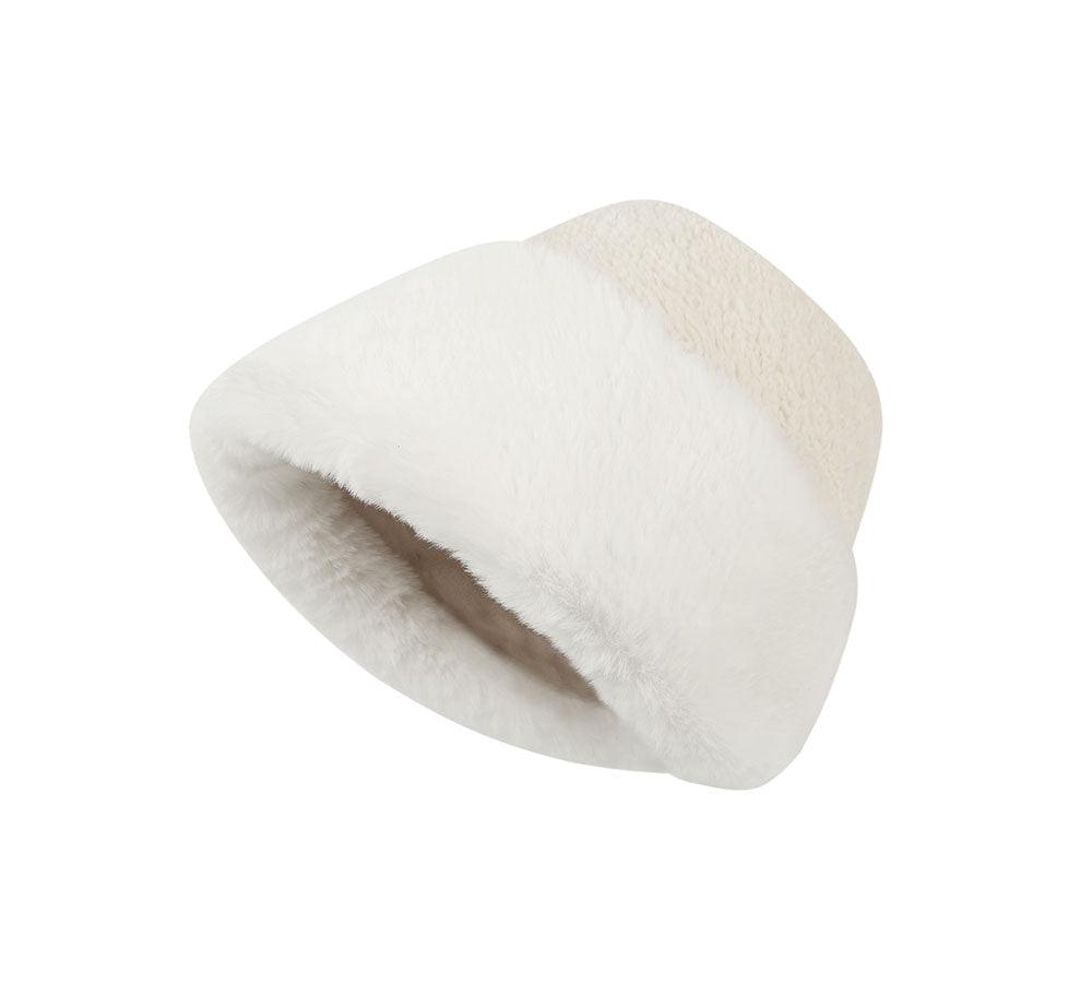 Suede Fluffy Warm Bucket Hat - Hats - Beige - One Size - Uggoutlet