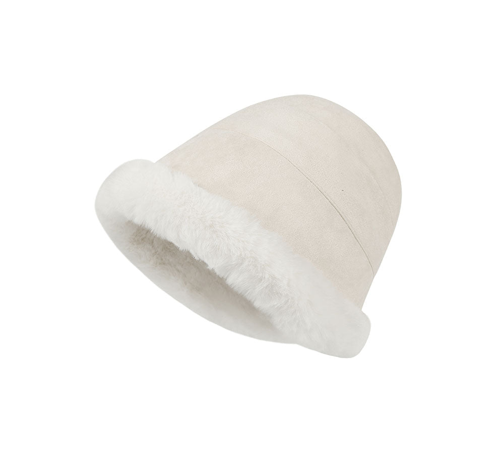 Suede Fluffy Warm Bucket Hat - Hats - Beige - One Size - Uggoutlet