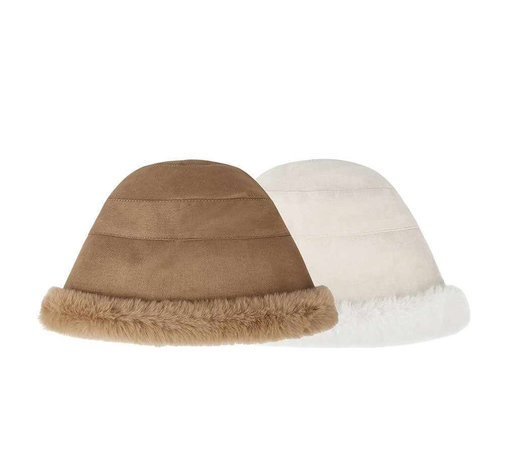 Suede Fluffy Warm Bucket Hat - Hats - Chestnut - One Size - Uggoutlet
