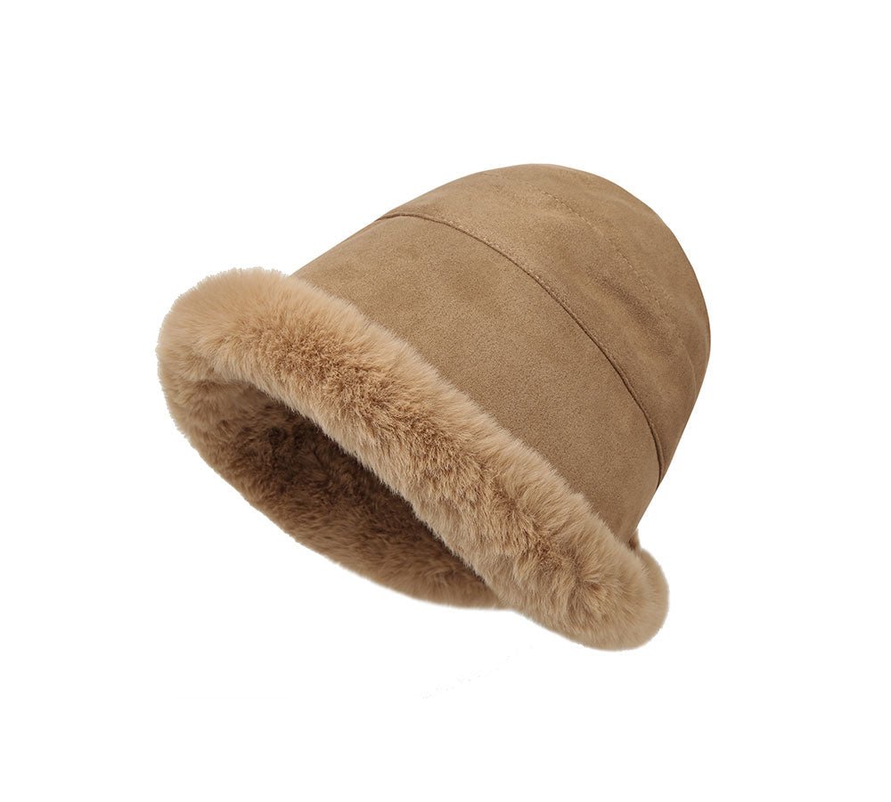 Suede Fluffy Warm Bucket Hat - Hats - Chestnut - One Size - Uggoutlet