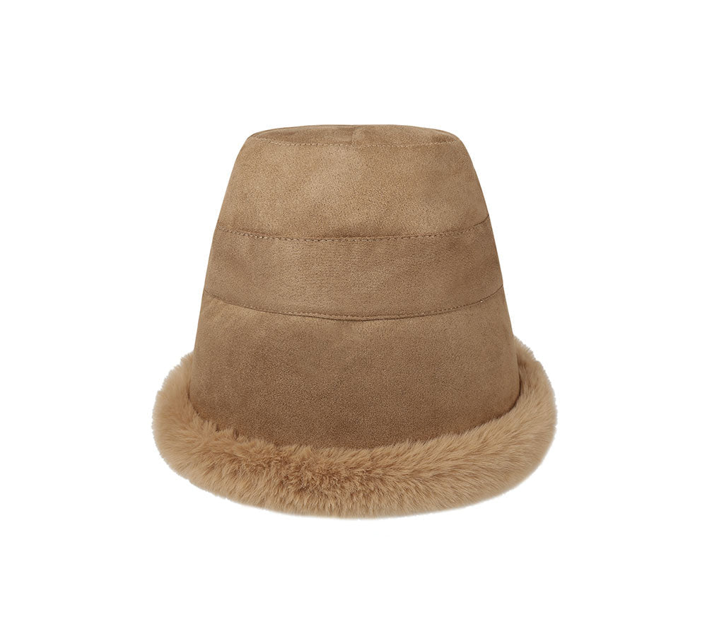 Suede Fluffy Warm Bucket Hat - Hats - Chestnut - One Size - Uggoutlet