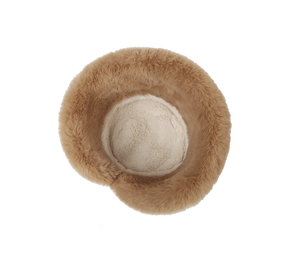 Suede Fluffy Warm Bucket Hat - Hats - Chestnut - One Size - Uggoutlet
