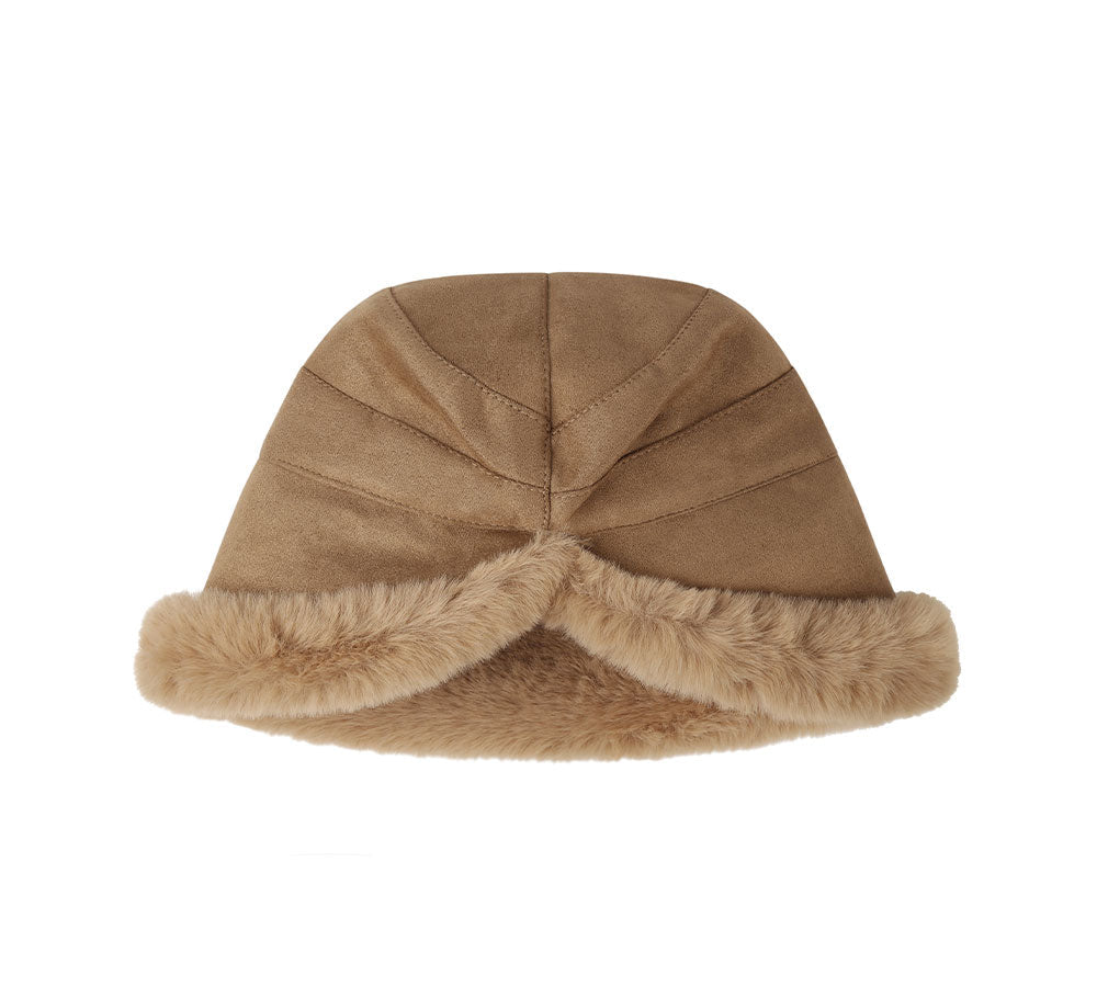 Suede Fluffy Warm Bucket Hat - Hats - Chestnut - One Size - Uggoutlet