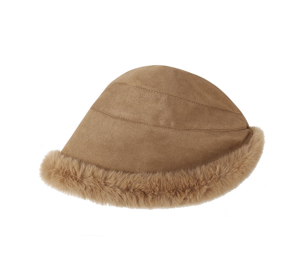 Suede Fluffy Warm Bucket Hat - Hats - Chestnut - One Size - Uggoutlet