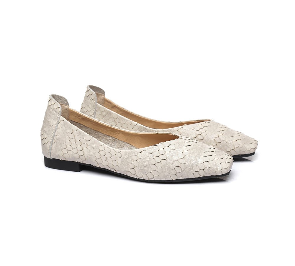 TARRAMARRA® Square Toe Leather Ballet Flat Women Serena - Flats - Grey - AU Ladies 4 / AU Men 2 / EU 35 - Uggoutlet