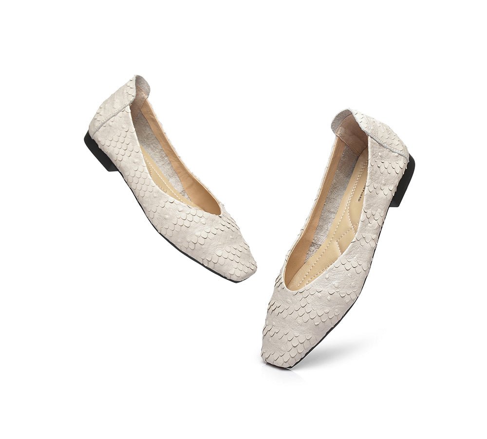 TARRAMARRA® Square Toe Leather Ballet Flat Women Serena - Flats - Grey - AU Ladies 4 / AU Men 2 / EU 35 - Uggoutlet