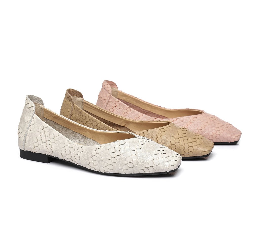 TARRAMARRA® Square Toe Leather Ballet Flat Women Serena - Flats - Grey - AU Ladies 4 / AU Men 2 / EU 35 - Uggoutlet